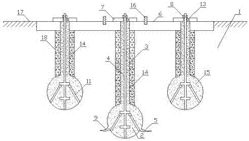 Ball-upper plate-anchor rod foundation and construction method thereof