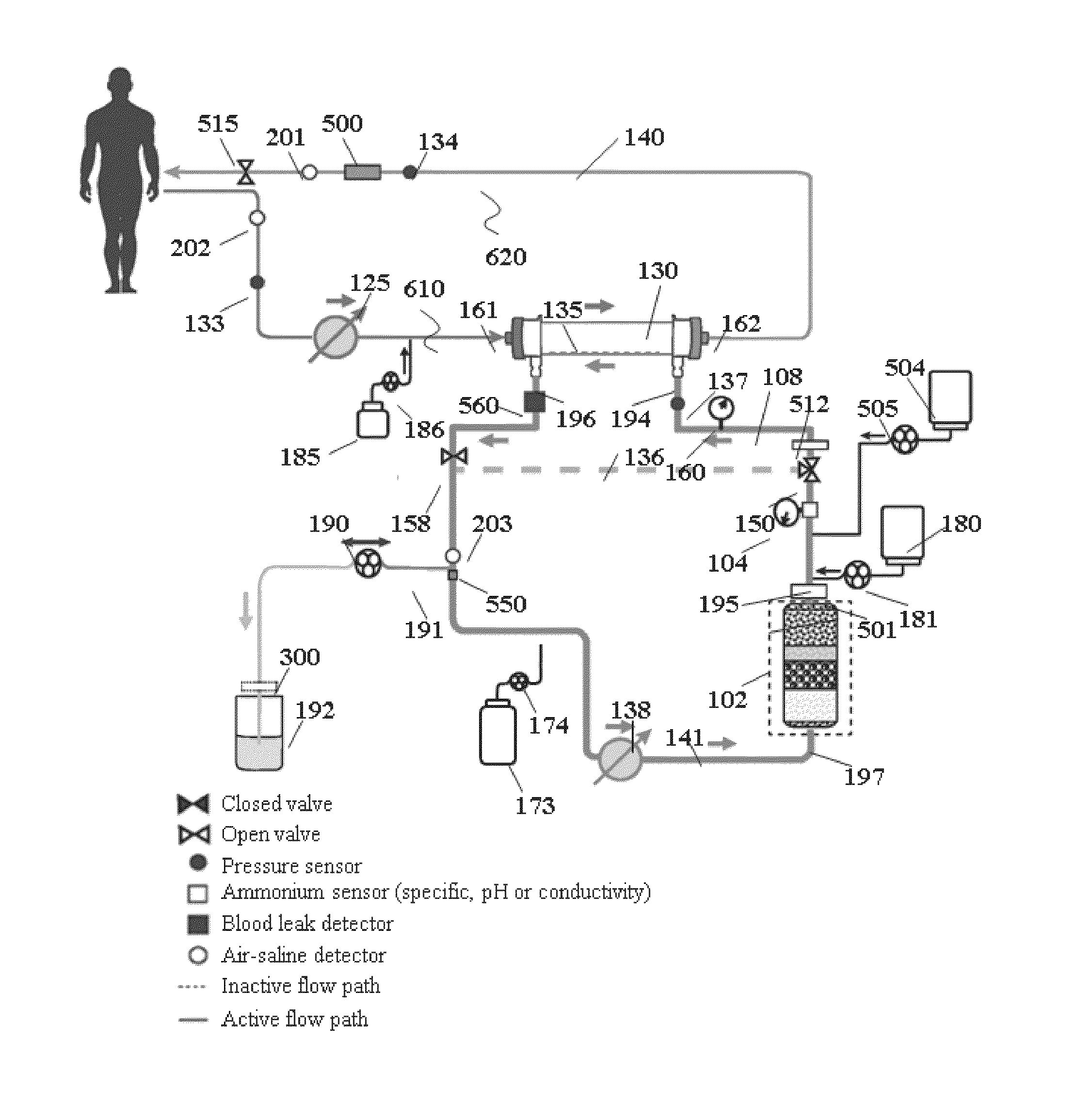 Hemodialysis system having a flow path with a controlled compliant volume