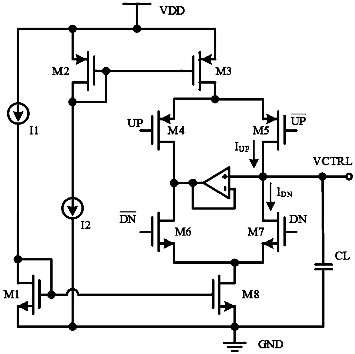 Charge pump circuit with low miss ratio for delay phase-locked loop