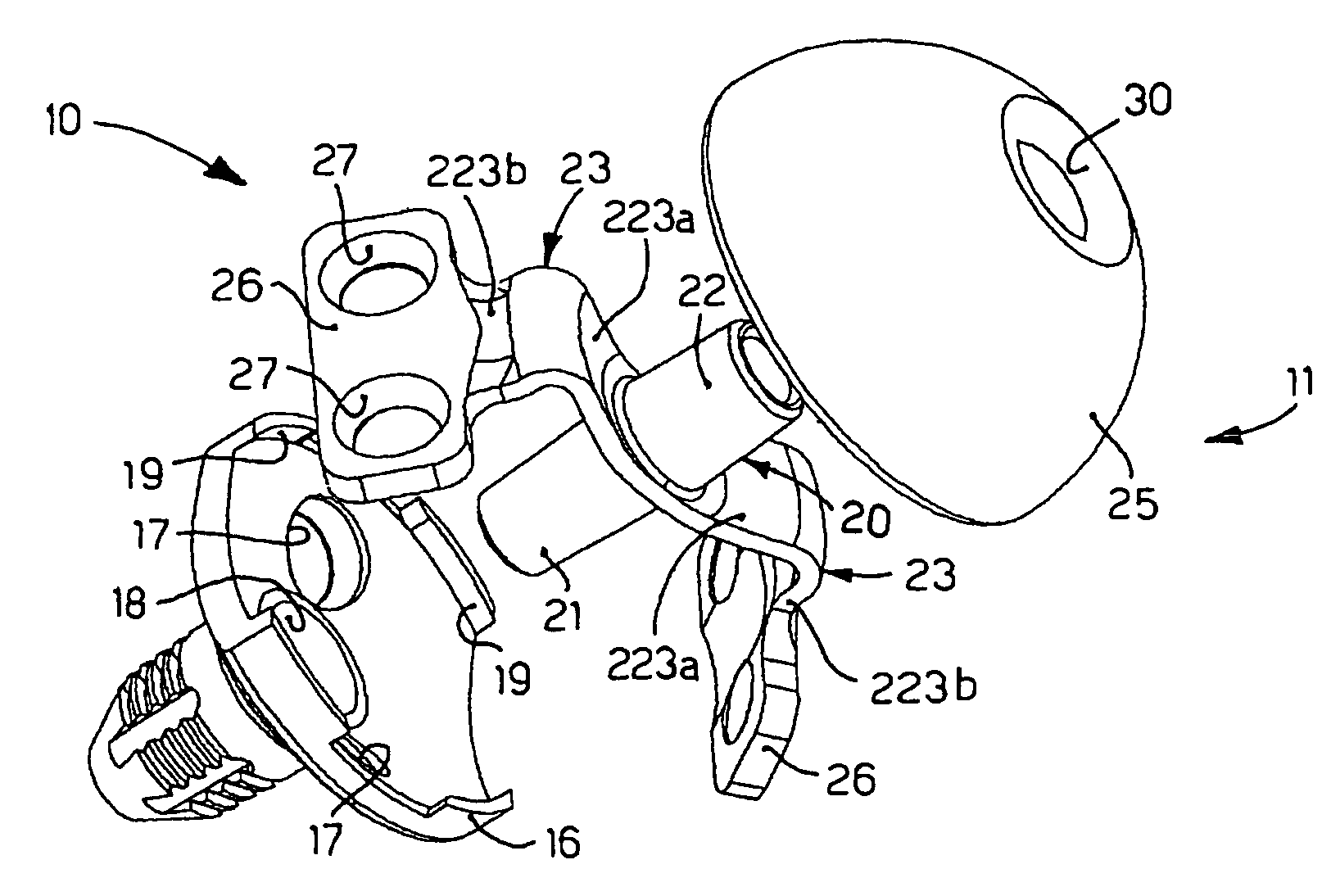 Attachment element for a prosthesis for the articulation of the shoulder