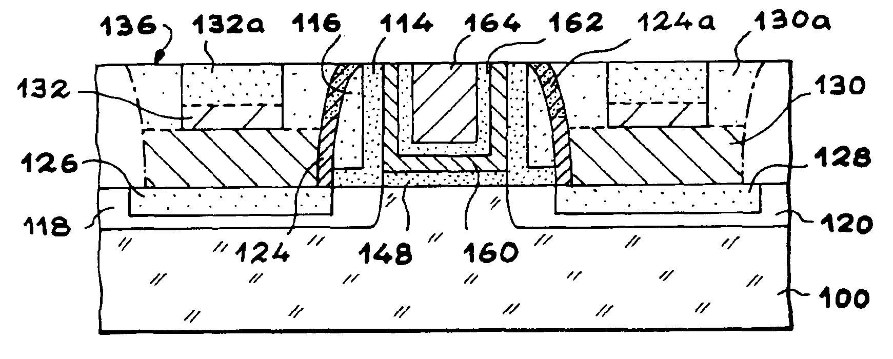 Method for making an electronic component with self-aligned drain and gate, in damascene architecture