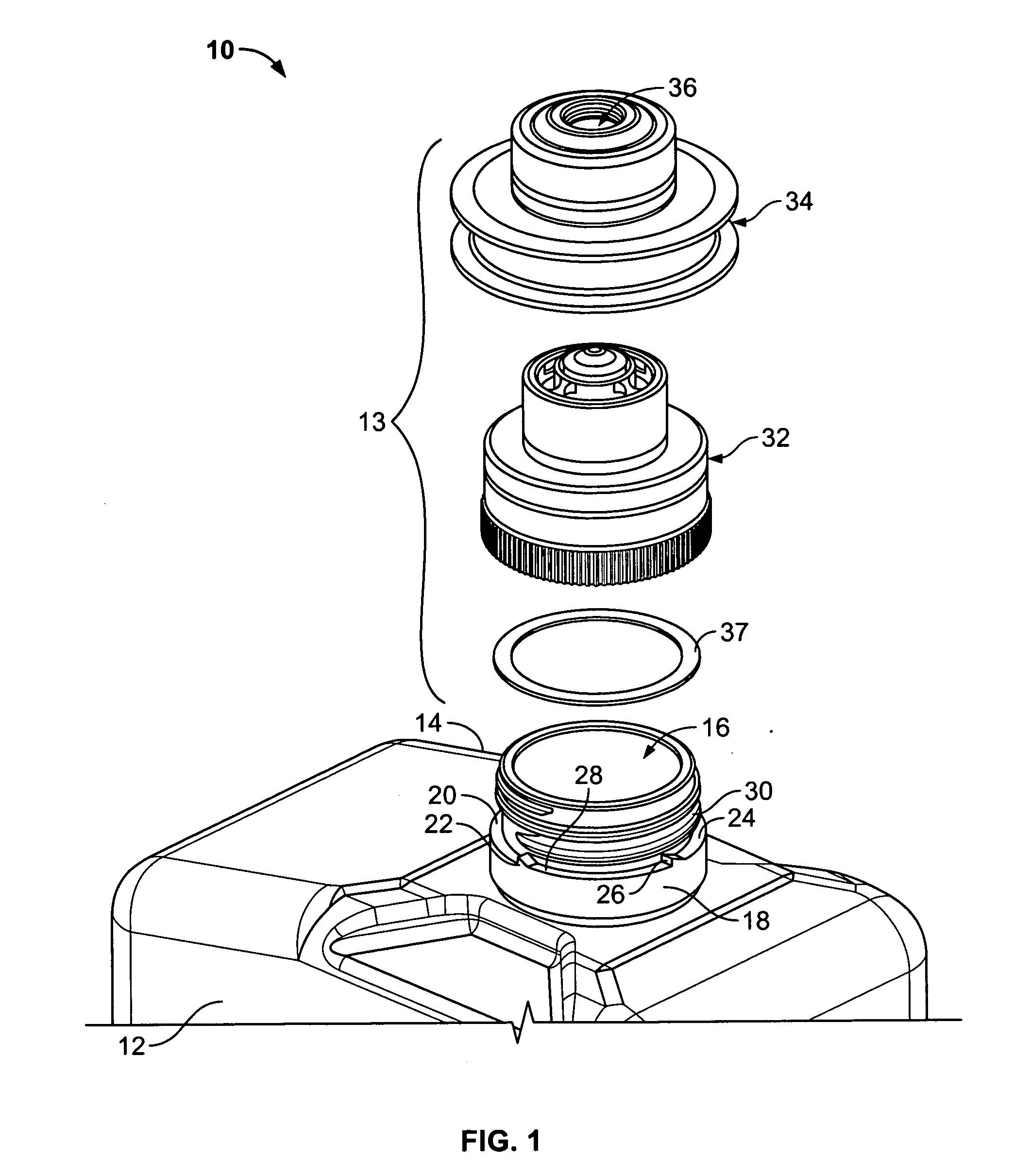 Cap assembly for an ink bottle