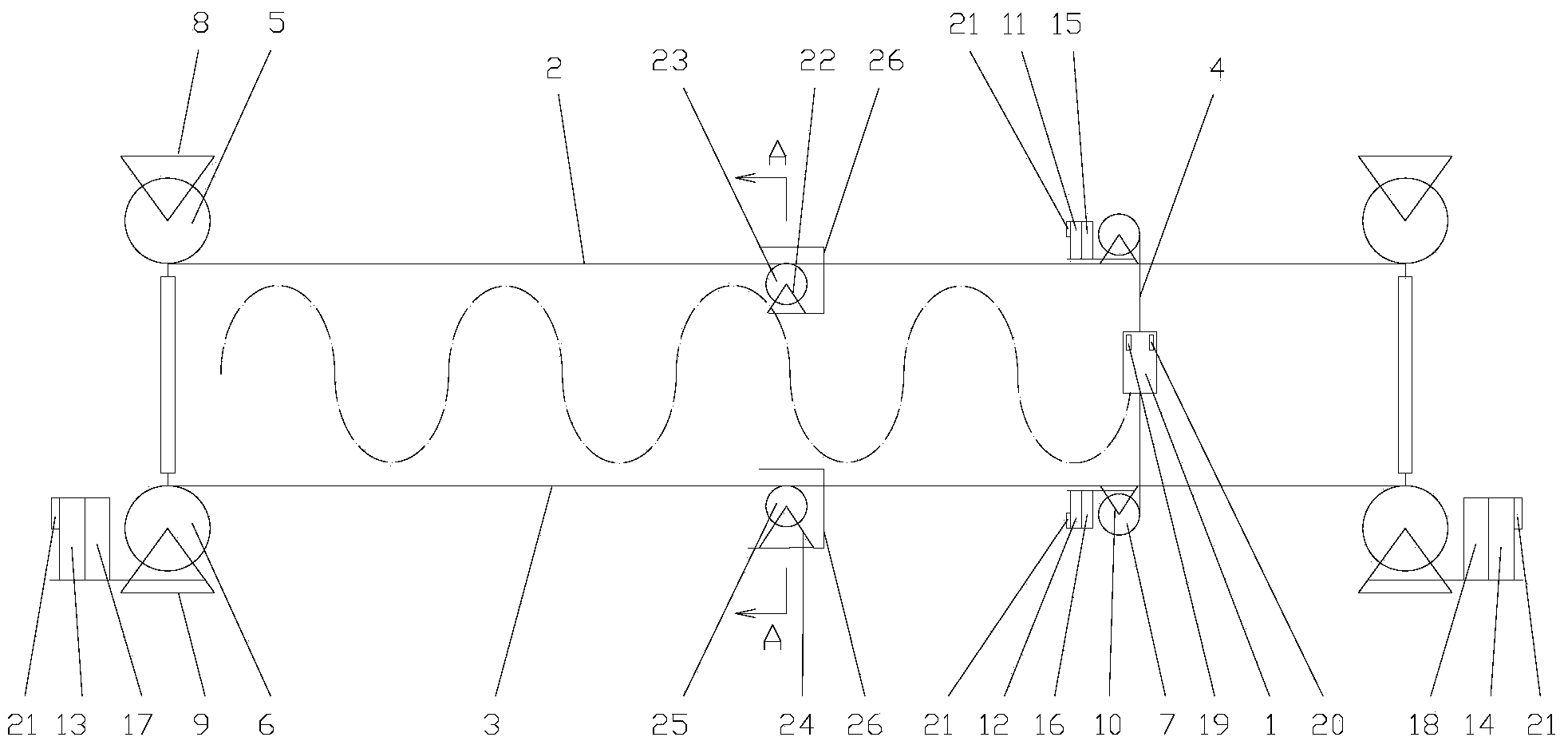 Bridge crack detection device based on cableway