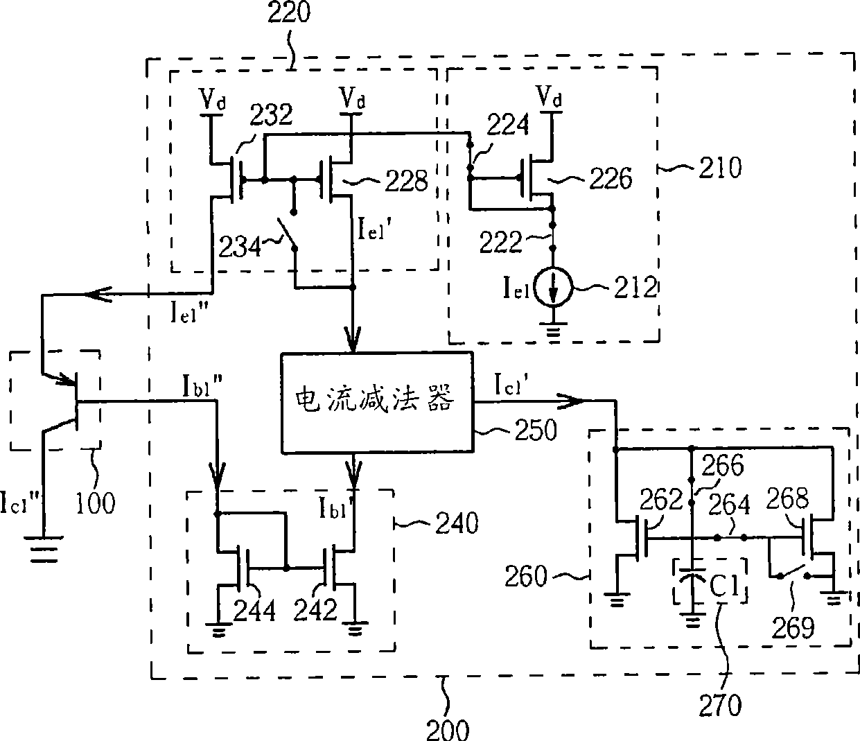 Electric current control device applying to transistor