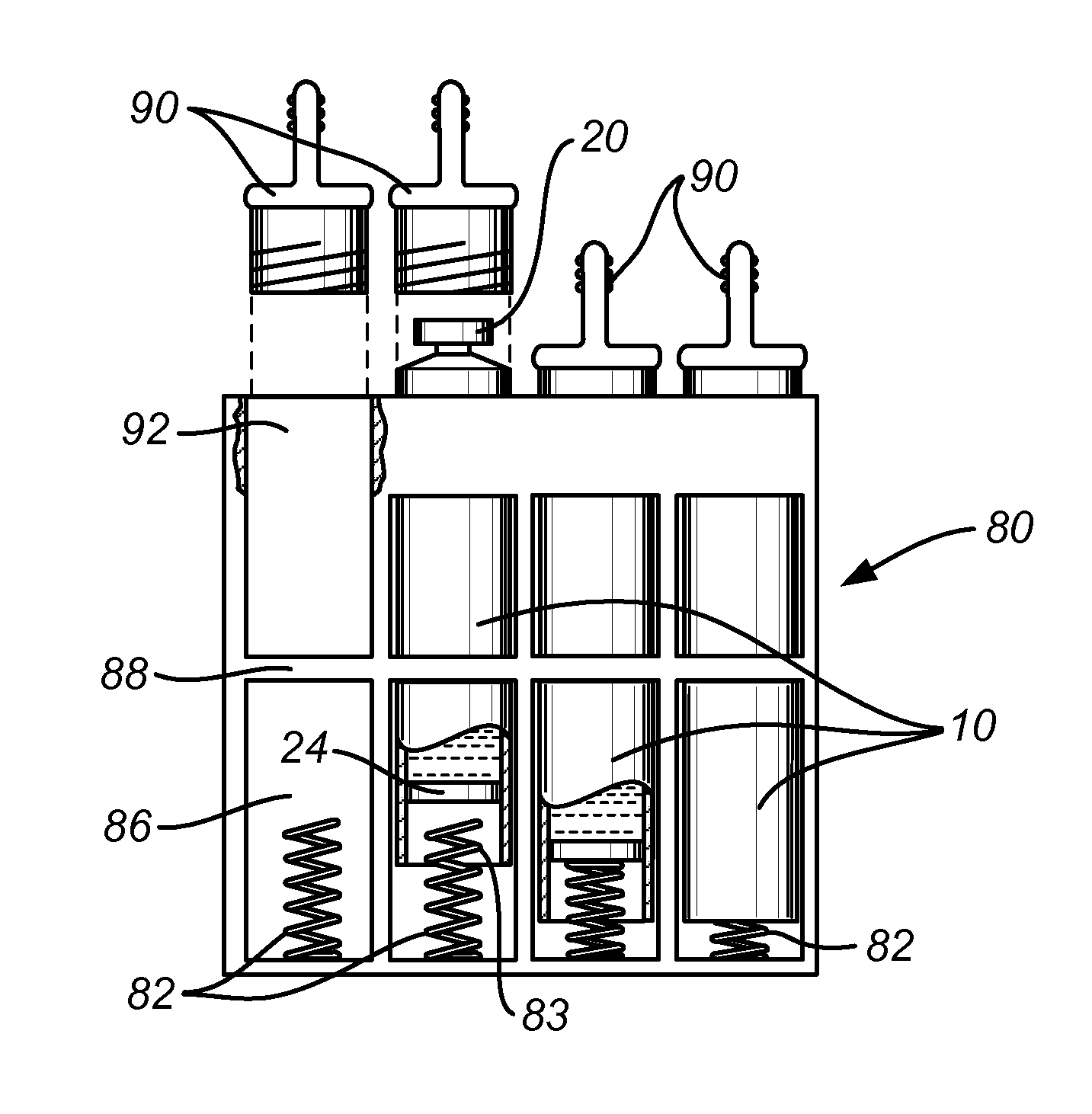 Methods and devices for sterilizing and holding buffering solution cartridges