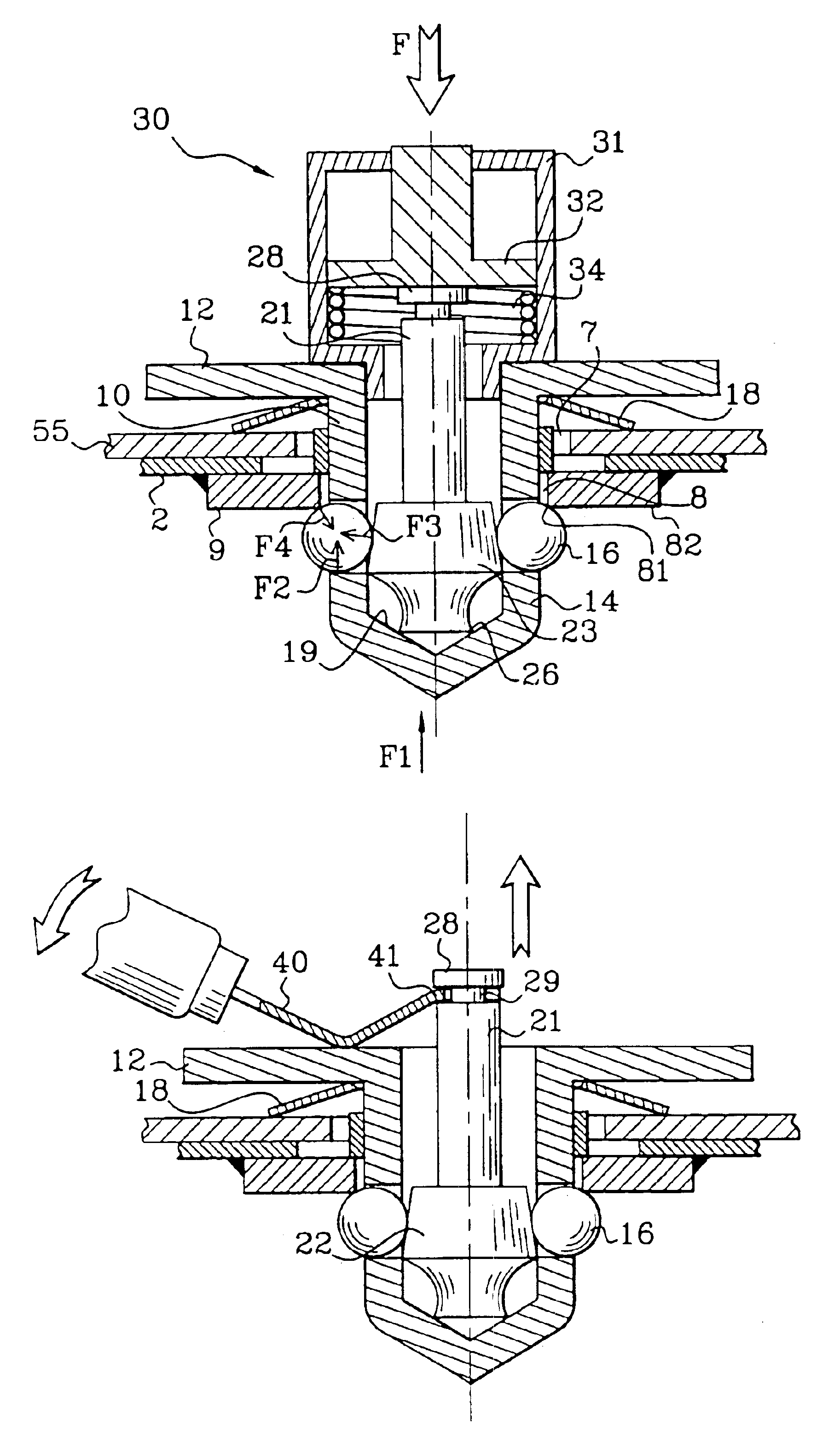 Assembly system based on a ball anchoring device