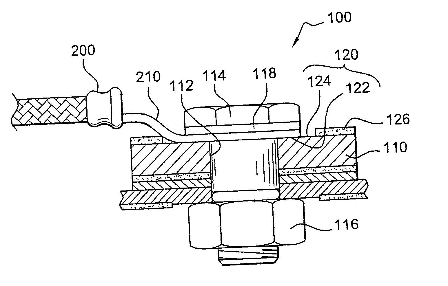 Electrical connection device to make a metallisation point, support equipped with such a connection device and aircraft equipped with such a support