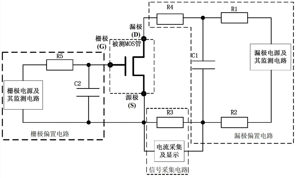 A non-destructive power mos tube single event burning effect detection circuit and method