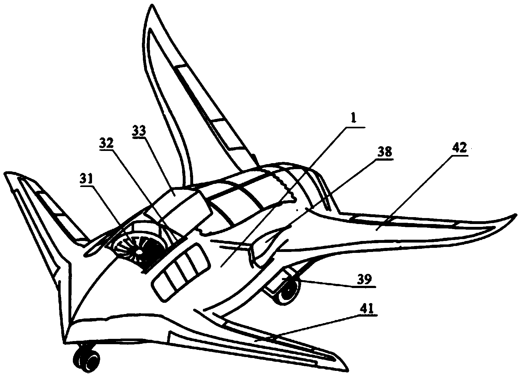 Hovering type folding wing lifting body aircraft based on variable centroid technology