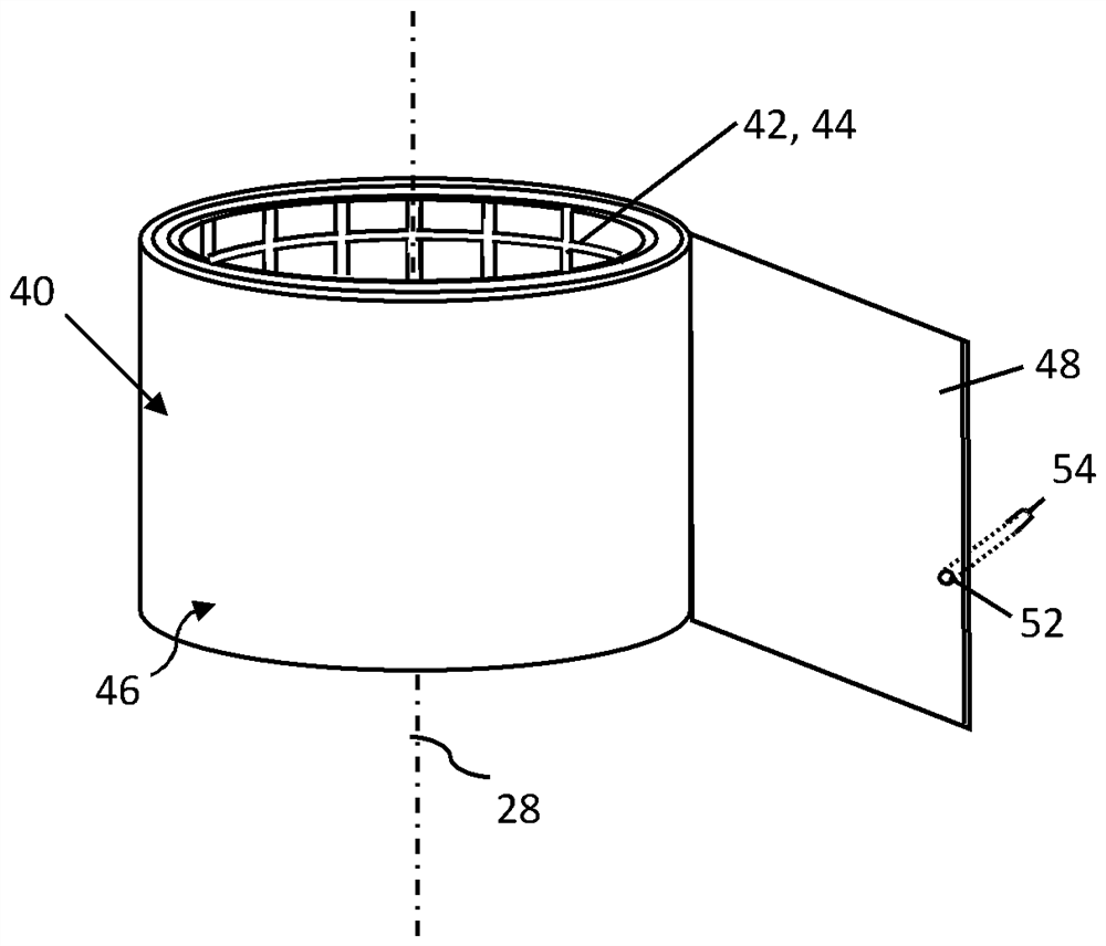 Filter system and filter element with fibreglass-containing filter medium and winding body fibreglass barrier