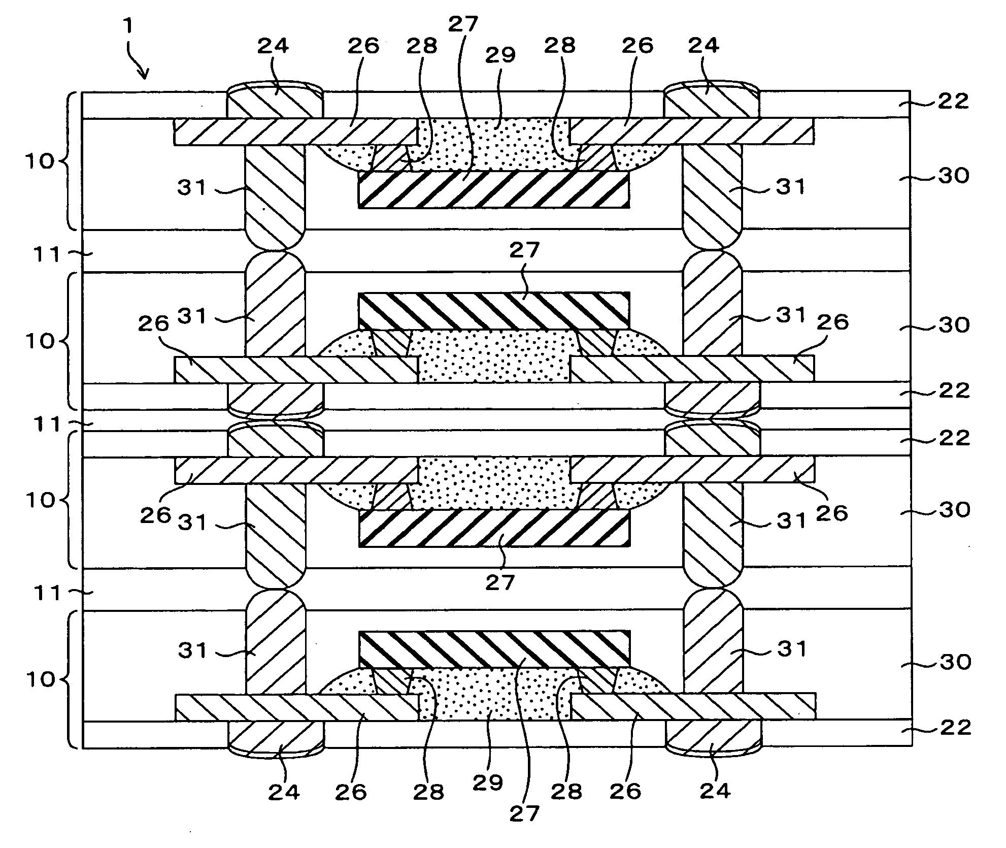 Electronic parts packaging structure and method of manufacturing the same