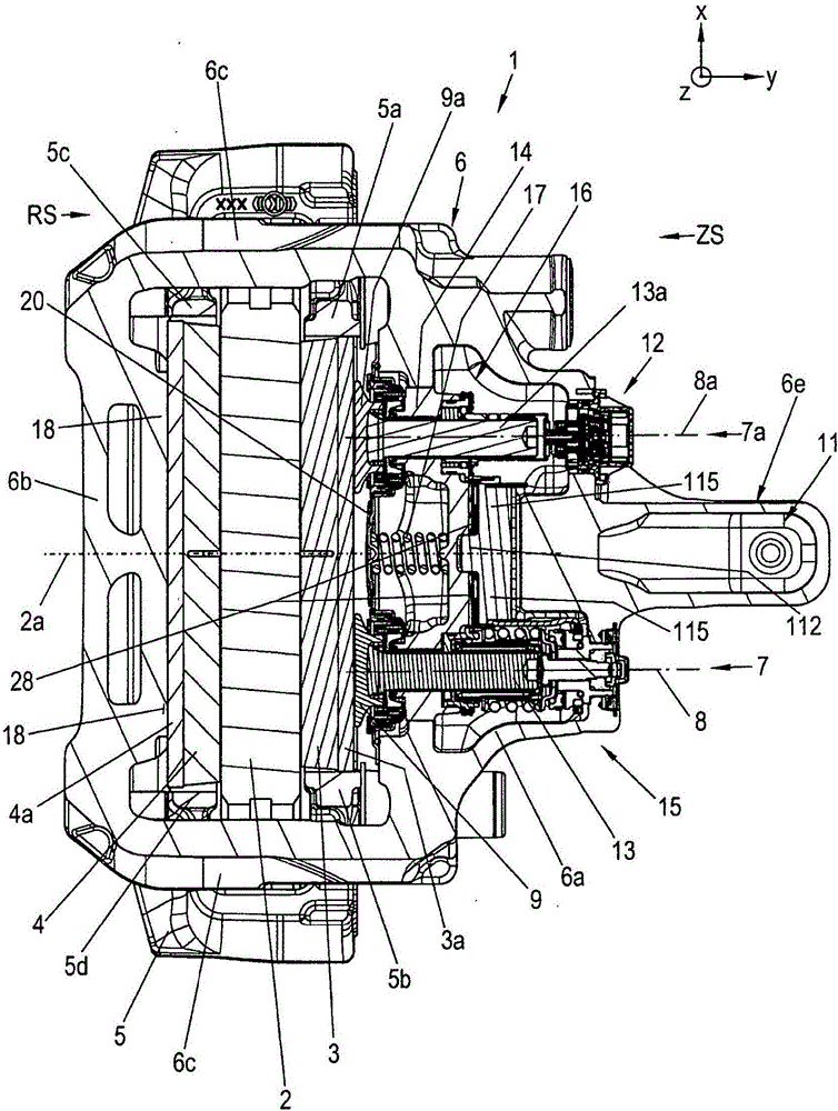 Disc brake, brake caliper, and brake rotary lever