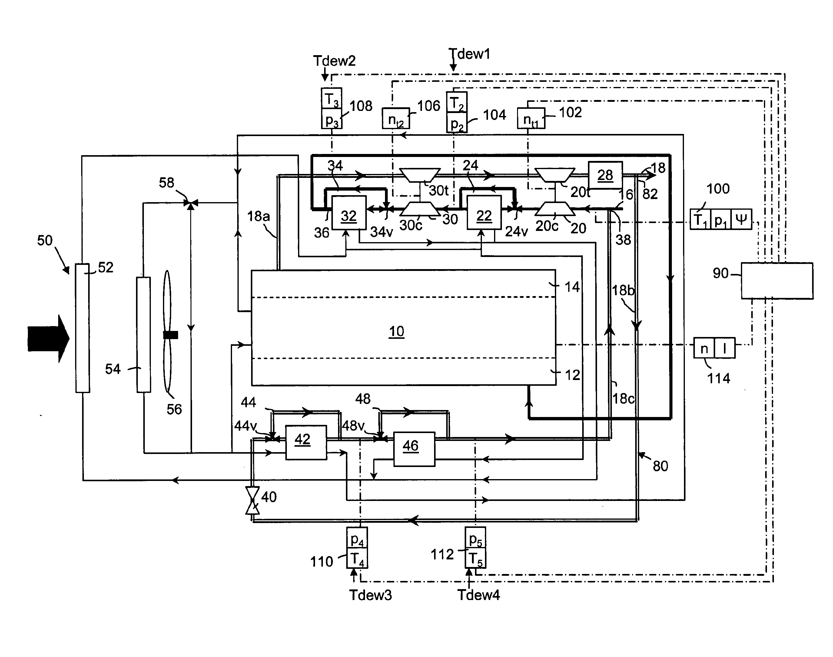 Charge air system and charge air operation method