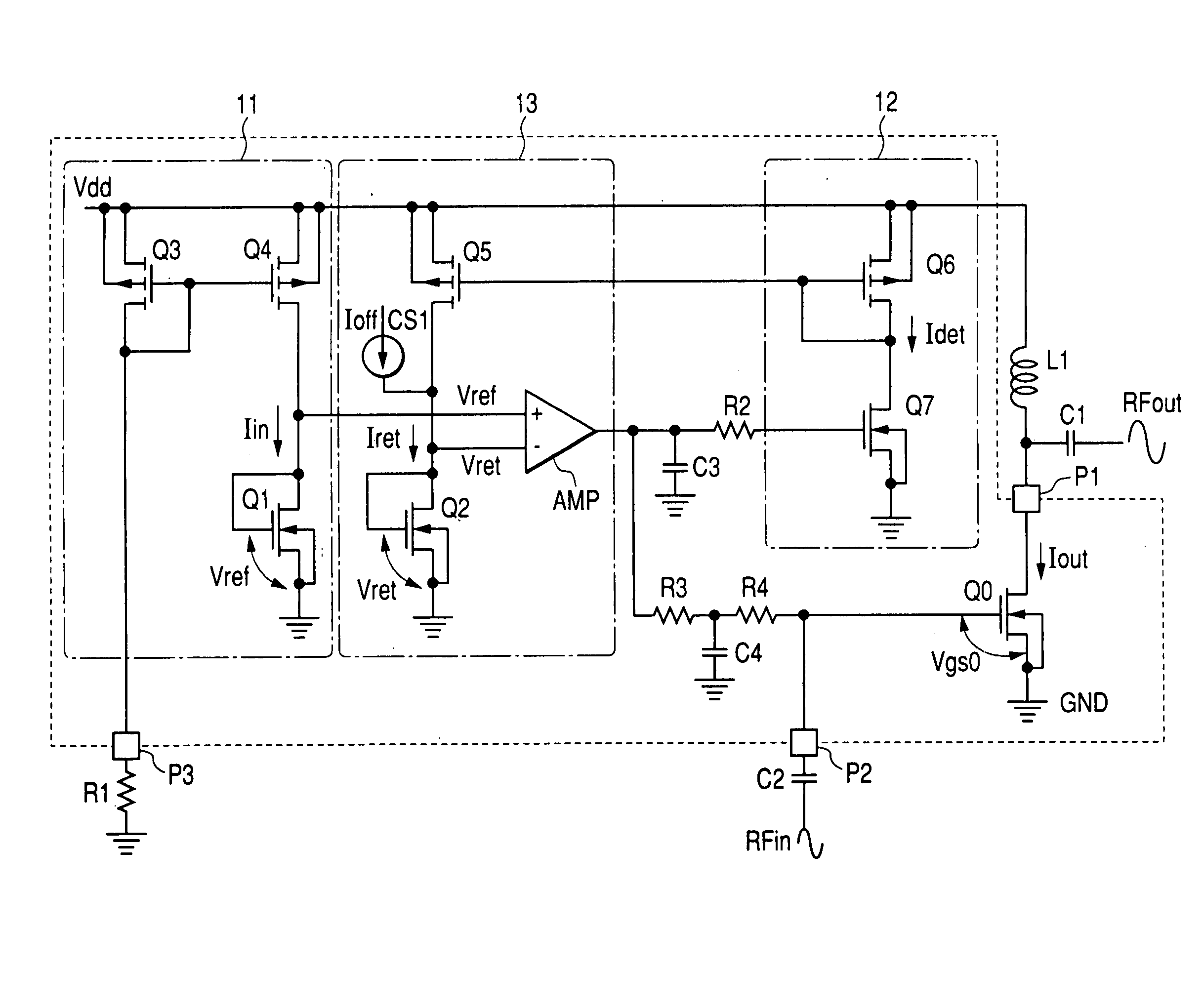 High frequency power amplifier circuit and electronic component for high frequency power amplifier