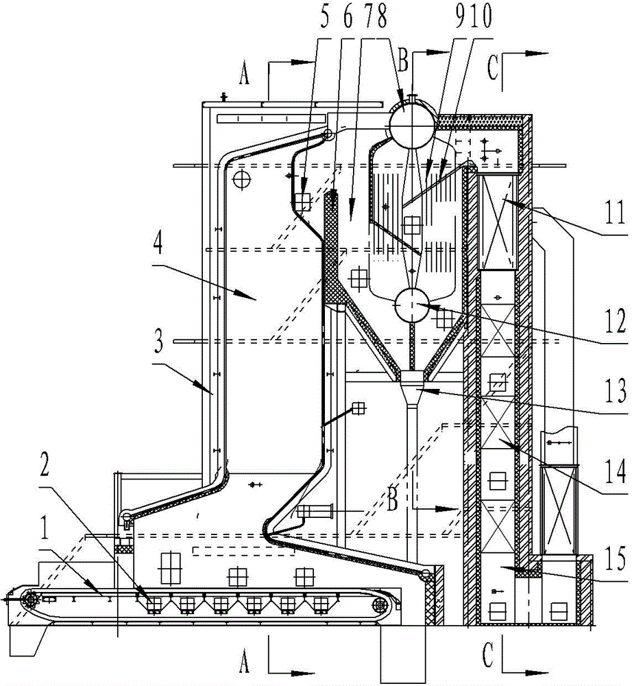 High-water-content biomass fuel boiler