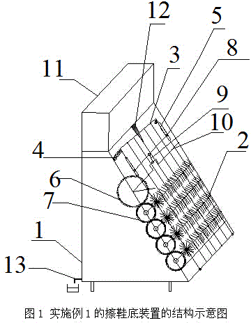 Shoe sole wiping device