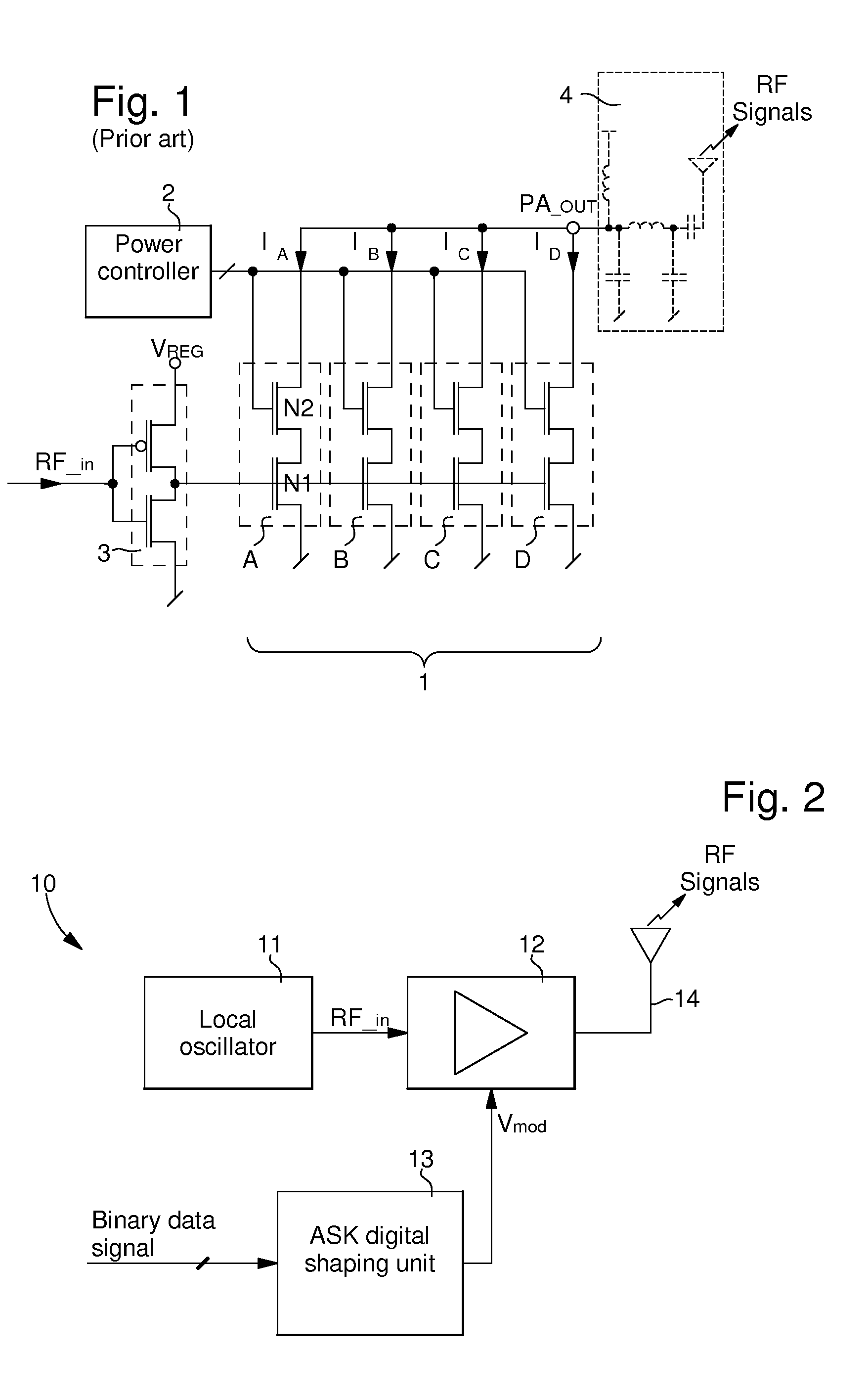 Circuit for transmitting ask RF signals with data signal edge adaptation