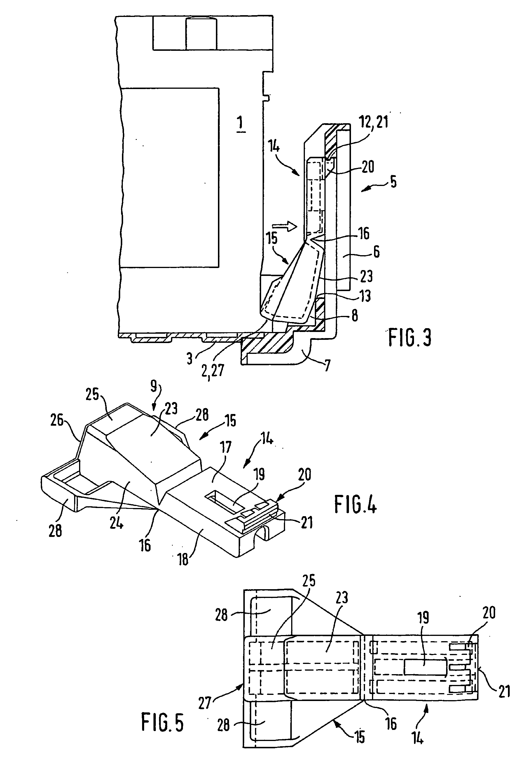 Device for fixing a housing, epecially a housing pertaining to a motor vehicle battery, to a carrier plate