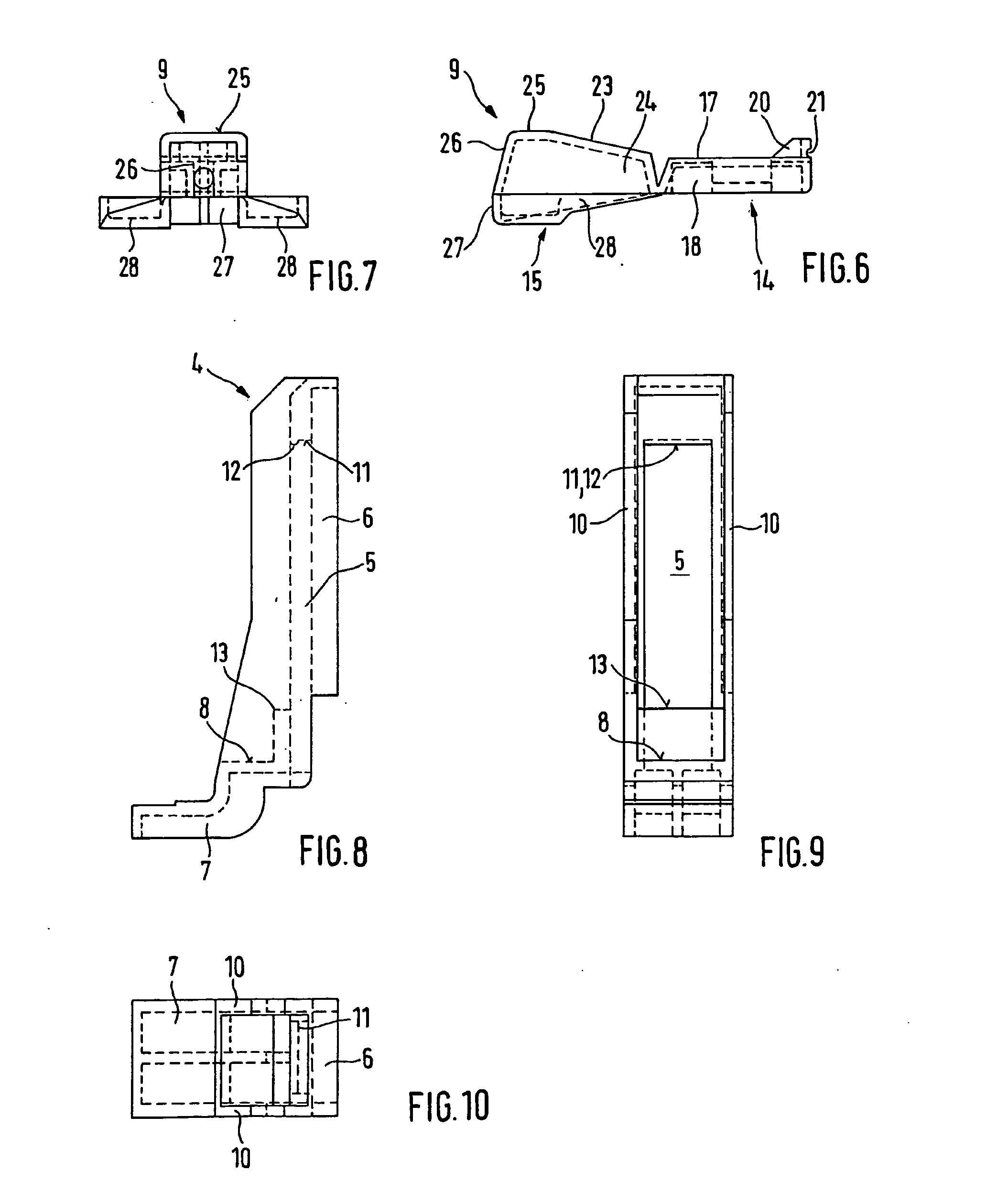 Device for fixing a housing, epecially a housing pertaining to a motor vehicle battery, to a carrier plate