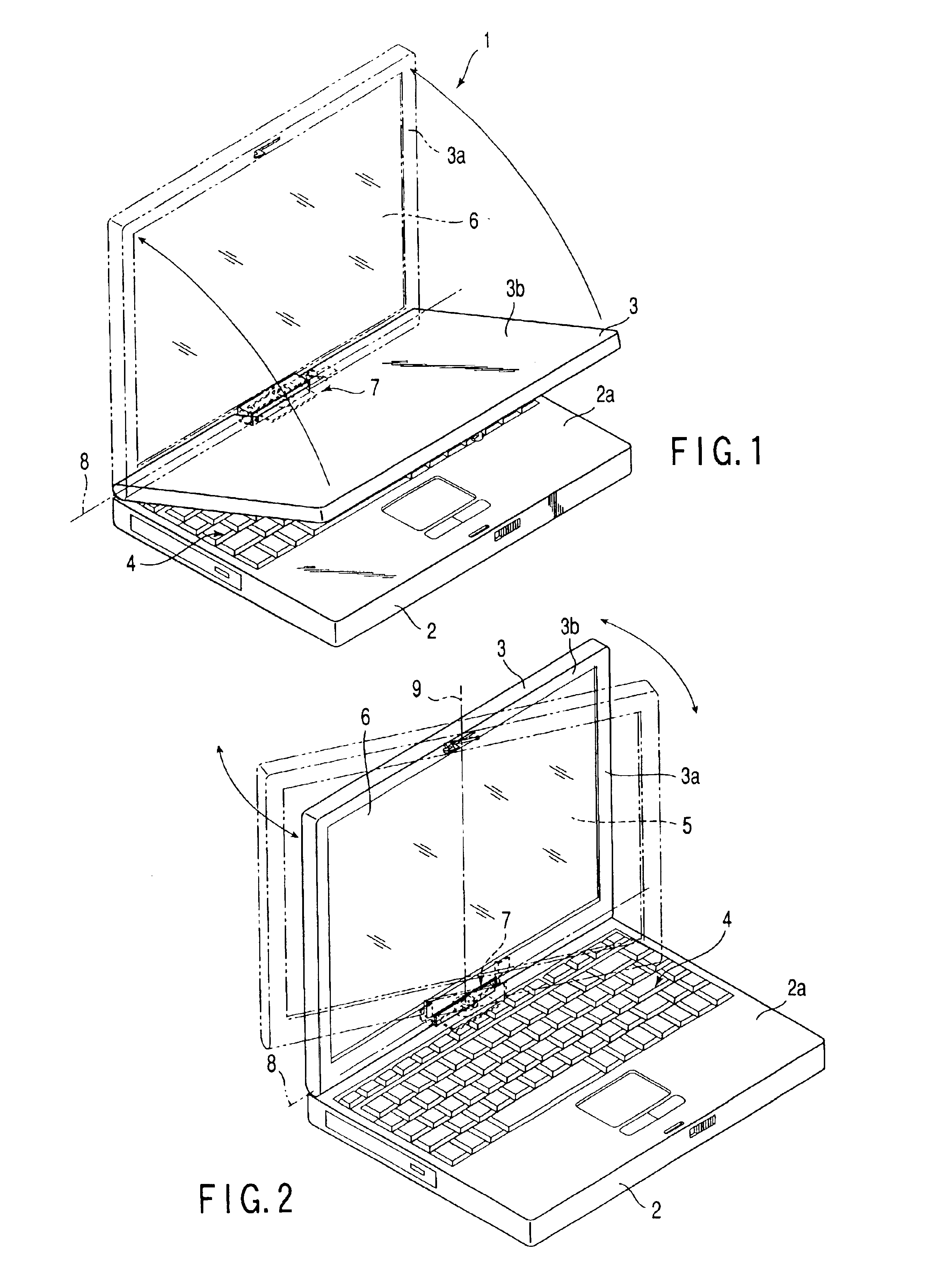 Electronic apparatus having two housings coupled by hinge mechanism, one of which is reversible to the other