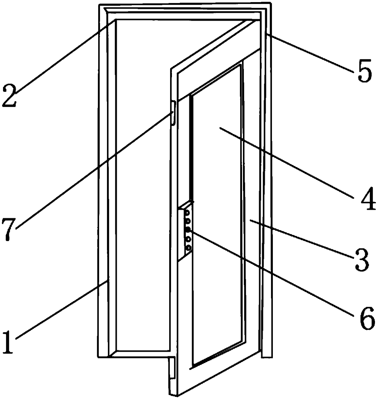 Antitheft door structure of intelligent display cabinet