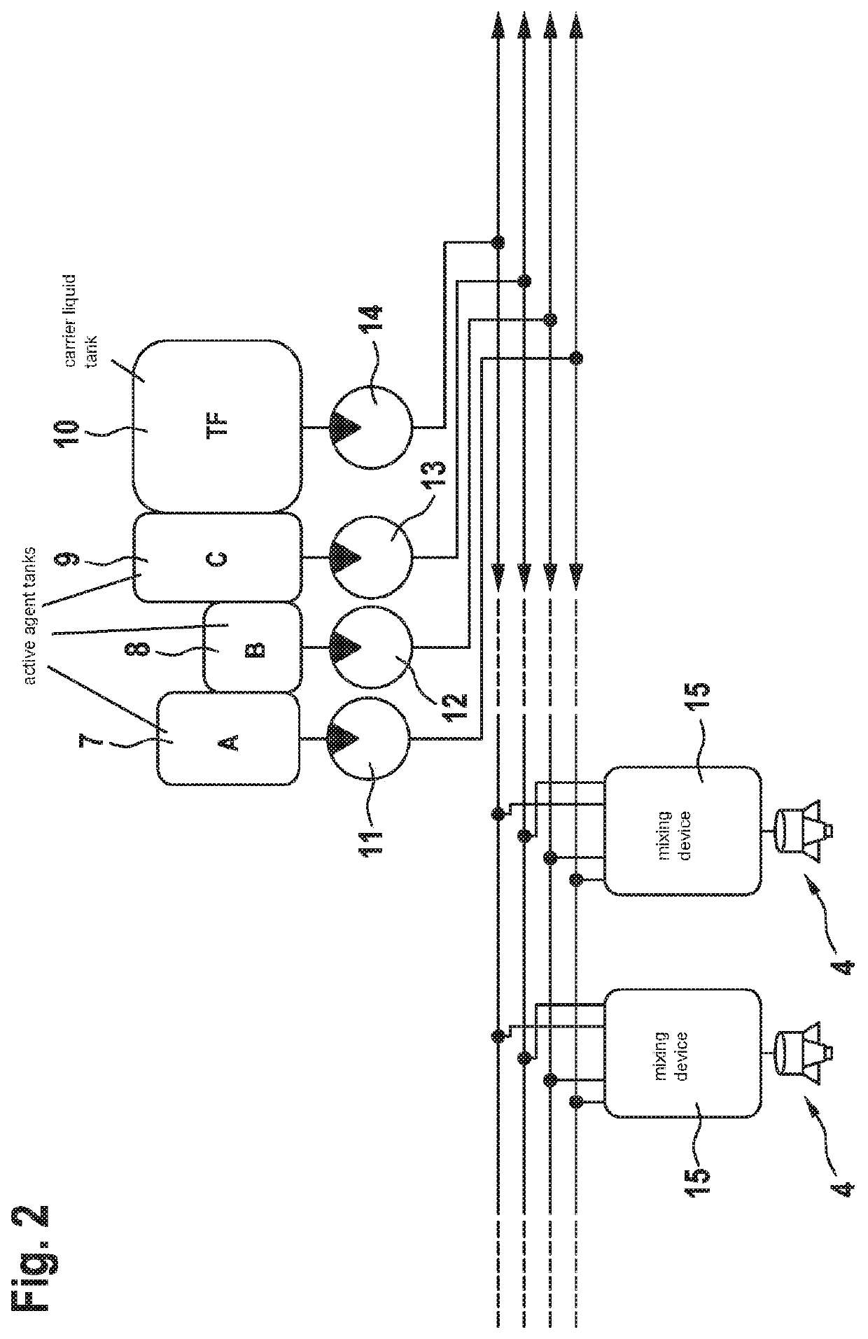 Spraying device and method