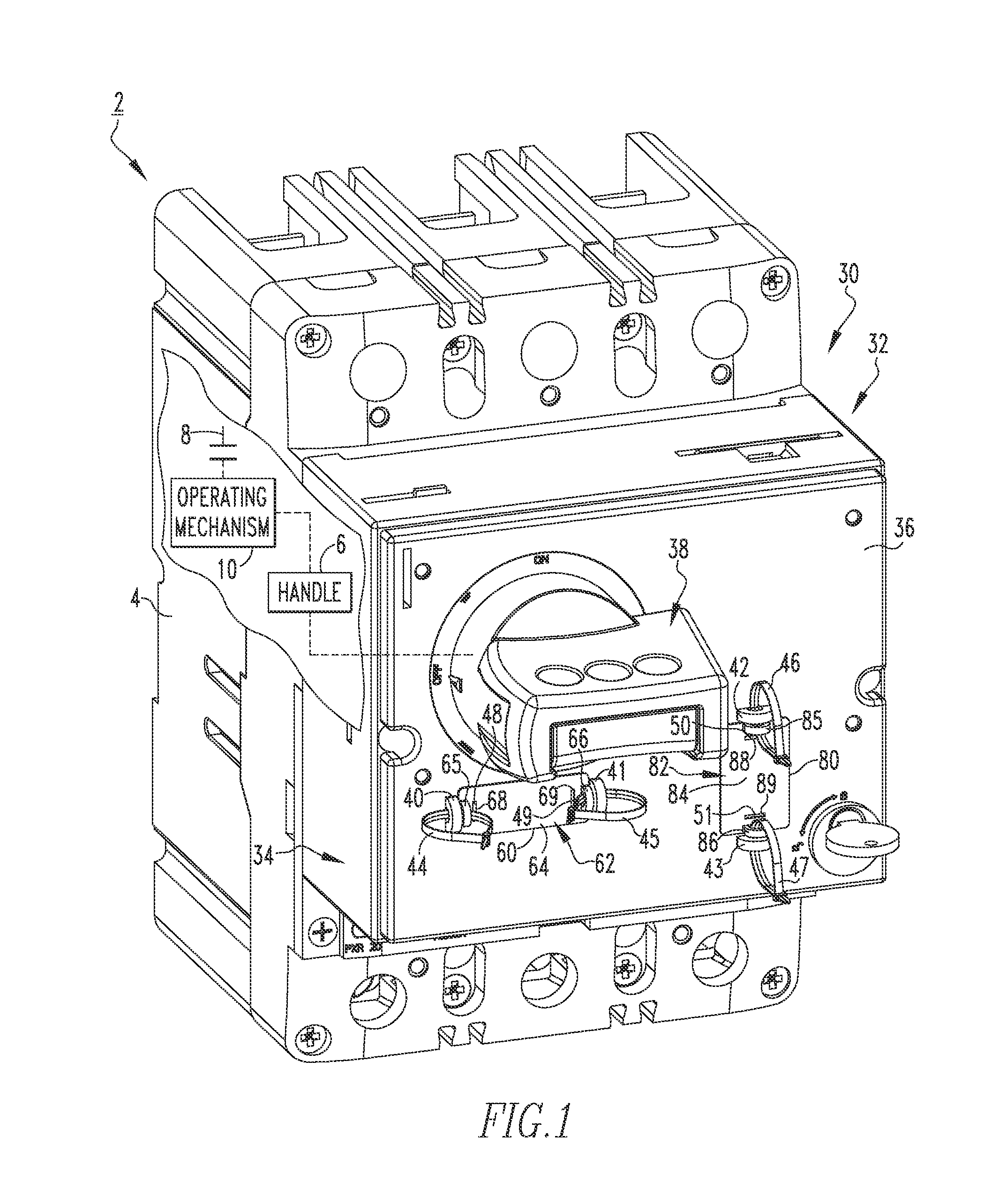 Electrical switching apparatus, and interface assembly and display apparatus therefor