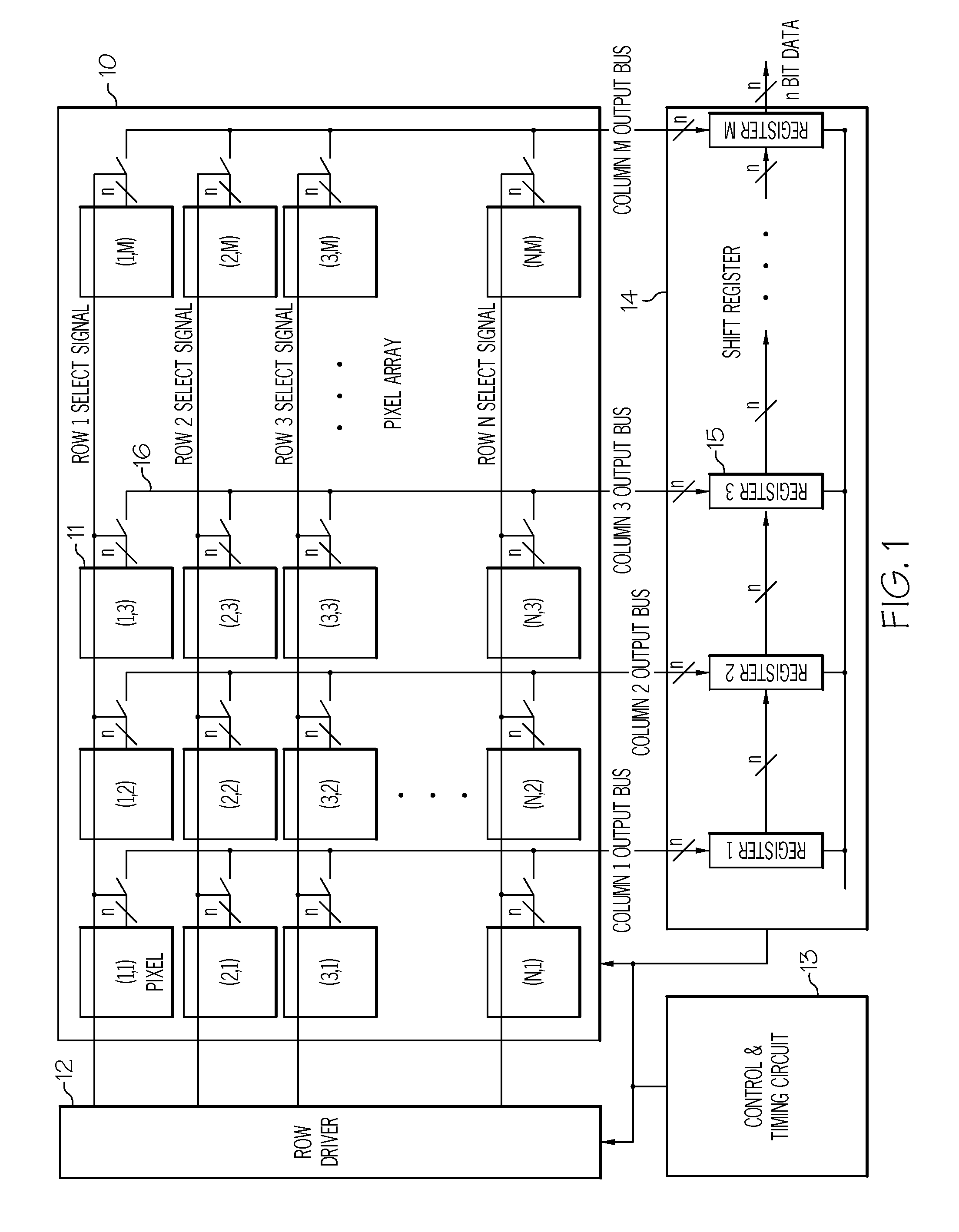 Programmable readout integrated circuit for an ionizing radiation sensor