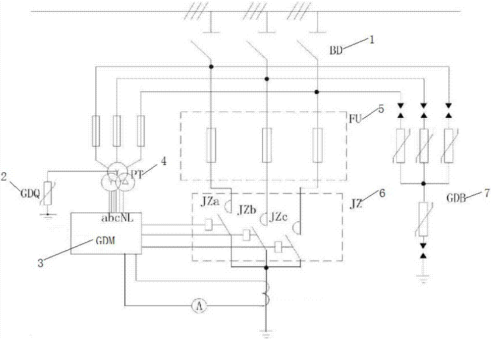 A single-phase arc flash overvoltage limiting device based on the principle of metal grounding