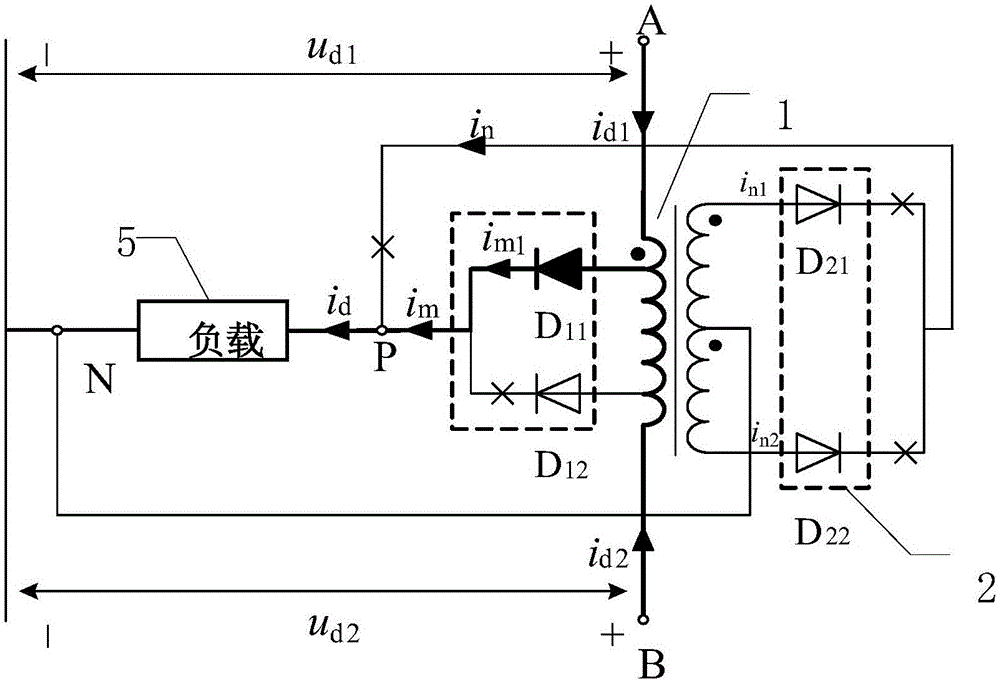 Tapped balance reactor with secondary side winding rectification function