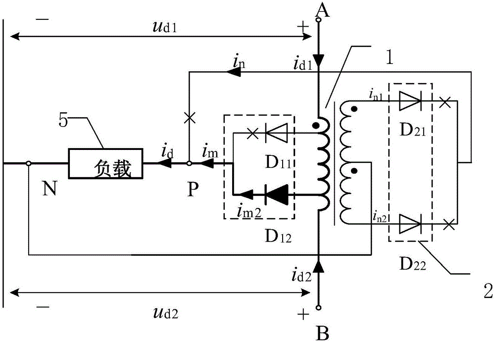 Tapped balance reactor with secondary side winding rectification function