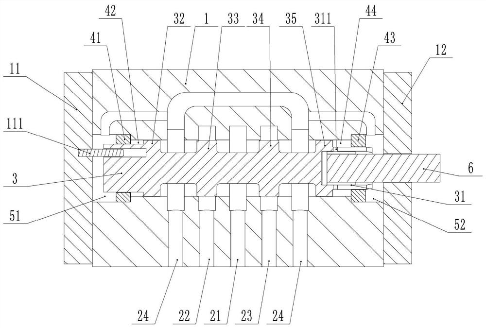 Rotary valve embedded half-bridge guide and control mechanism and fluid control valve