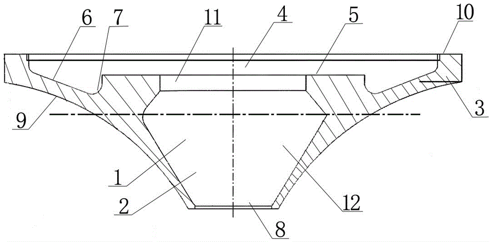Runner crown structure of rotating wheel of water turbine
