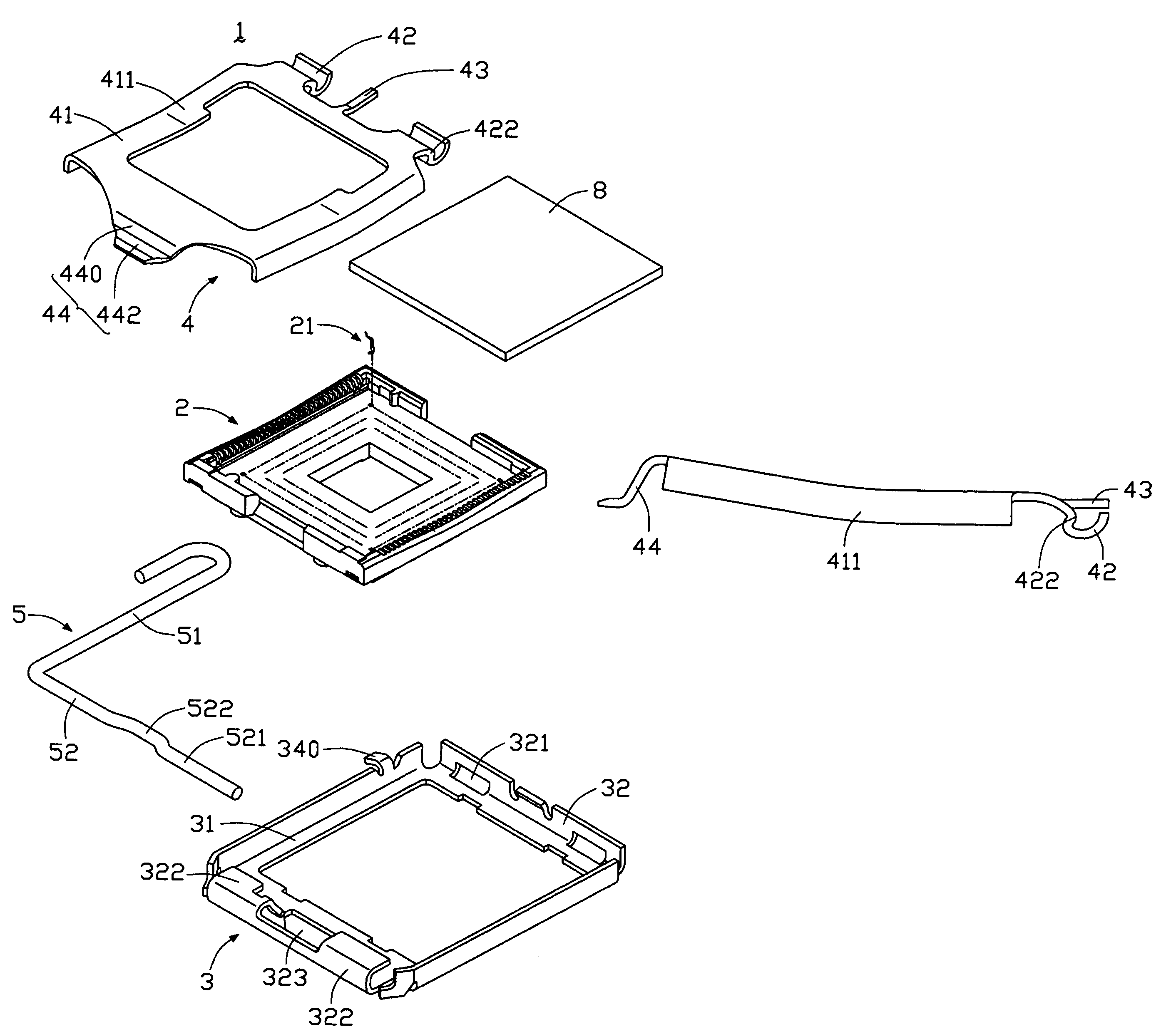 Land grid array connector with horizontal stop