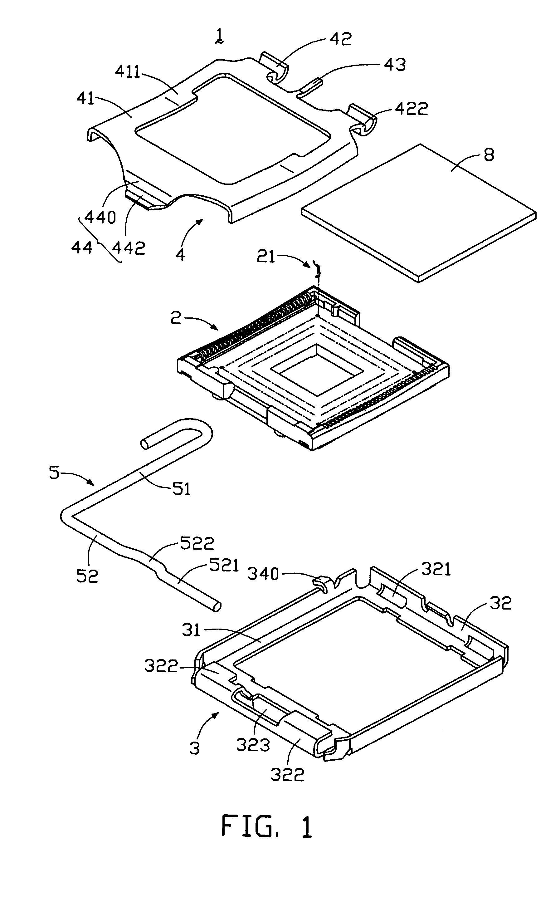 Land grid array connector with horizontal stop