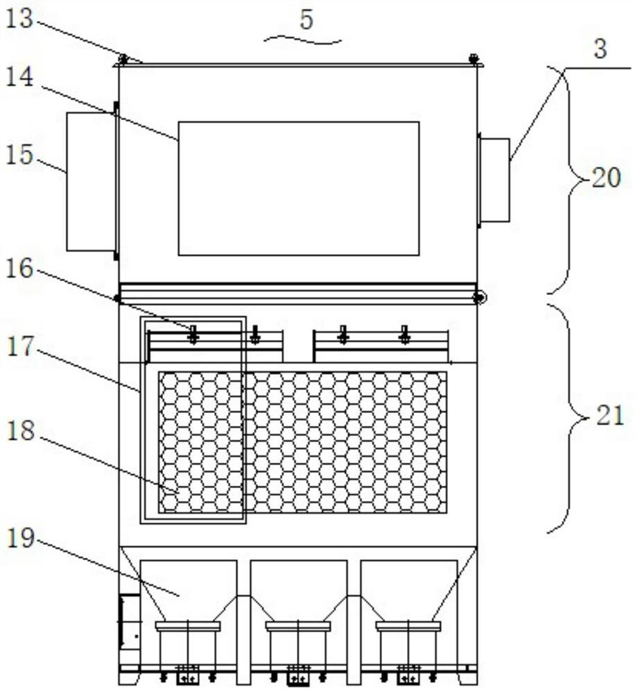 Partitioned joint control purification system for plant dust treatment