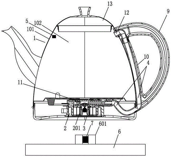 Electric heating kettle capable of filling water from kettle wall