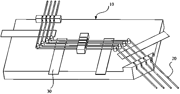 A conductive core wire harness forming tool and forming method