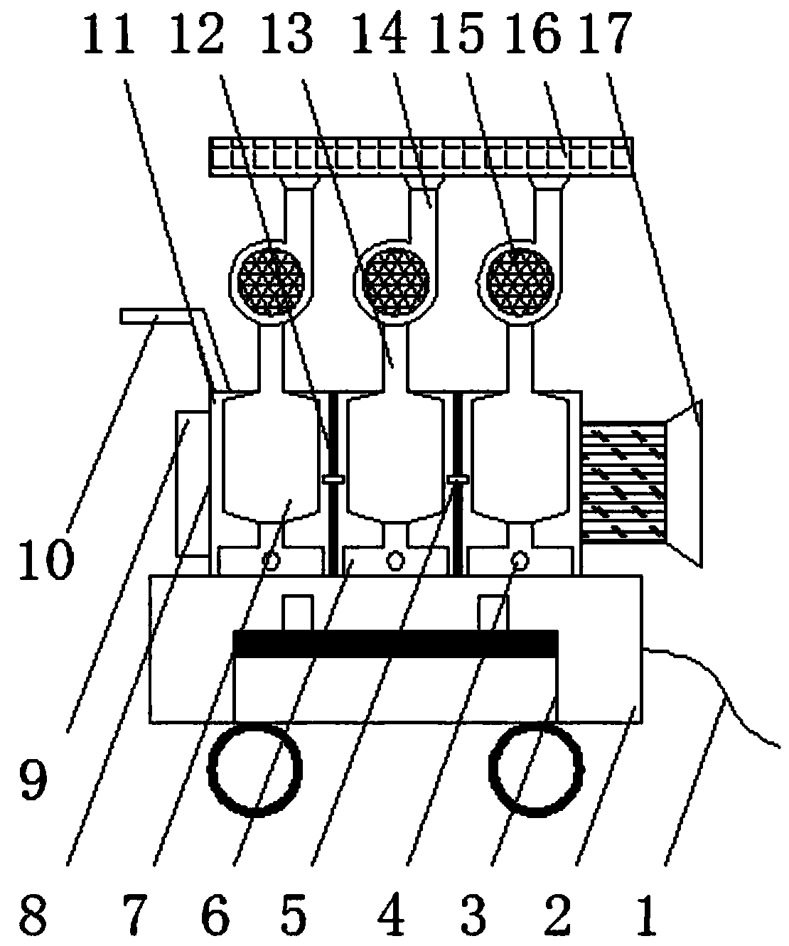 Cloth bag type deduster for air box separated chambers