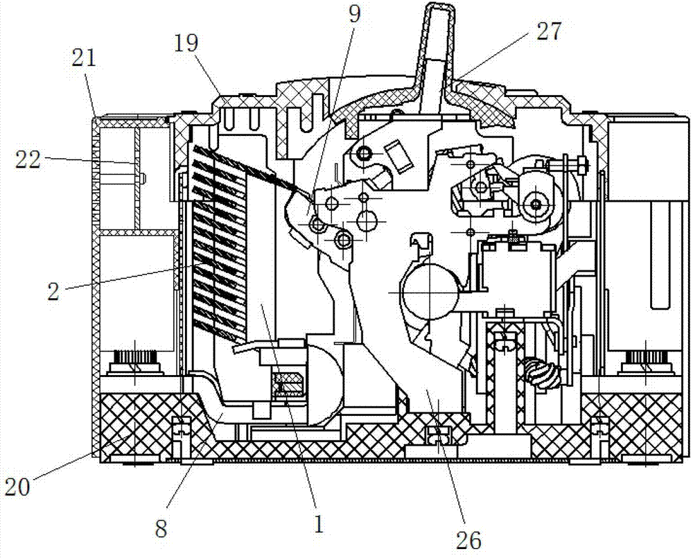An arc guiding and extinguishing device and a DC circuit breaker using the arc guiding and extinguishing device