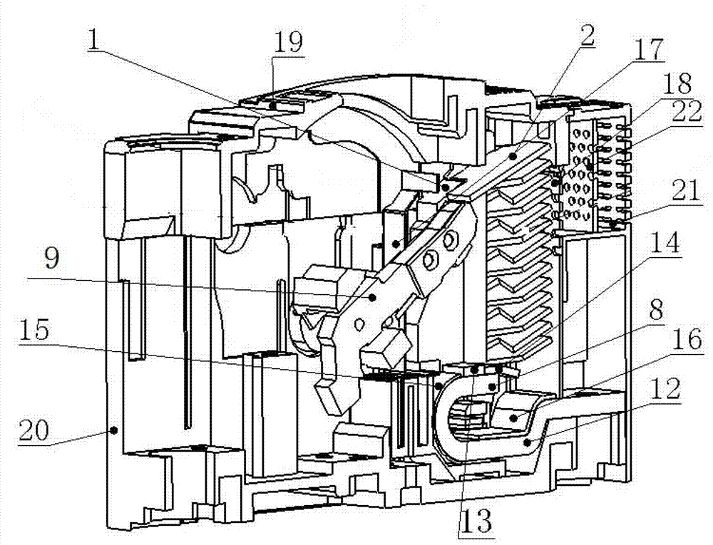 An arc guiding and extinguishing device and a DC circuit breaker using the arc guiding and extinguishing device