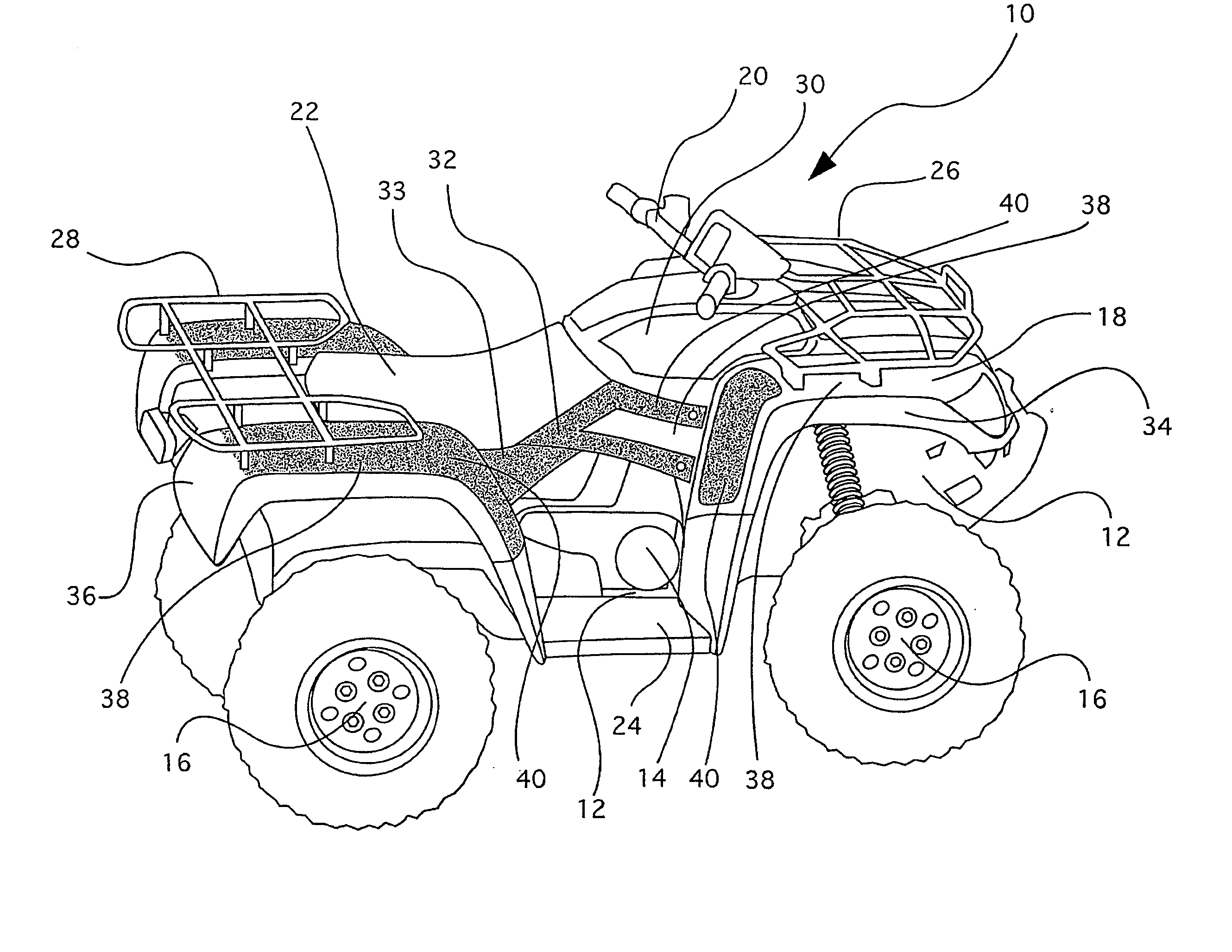 Textured all-terrain vehicle fenders