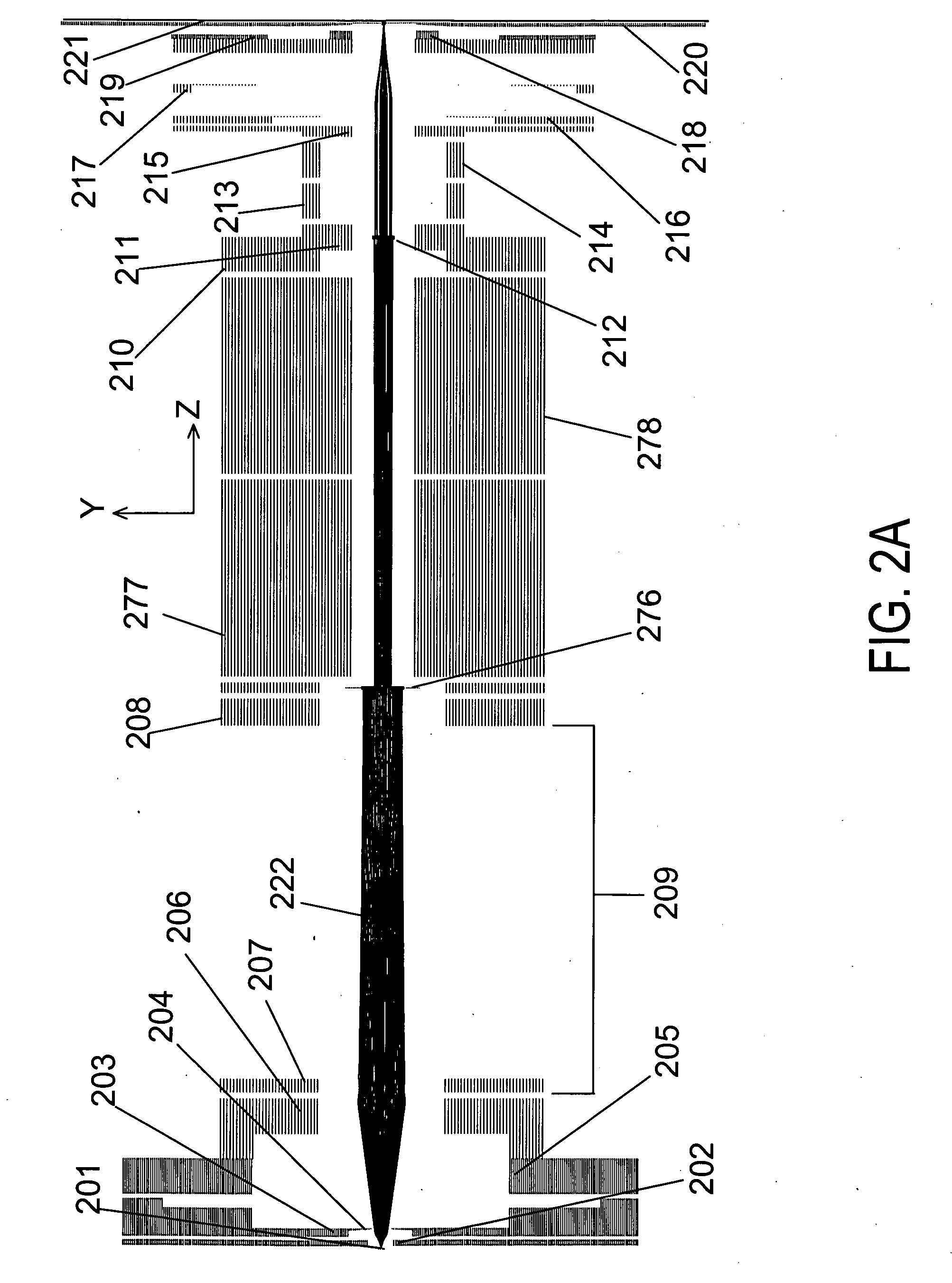 Optics for generation of high current density patterned charged particle beams