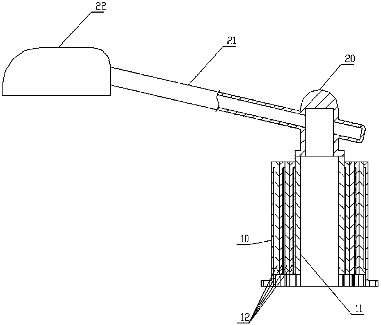 Street lamp pole and installation process based on stretchable structure