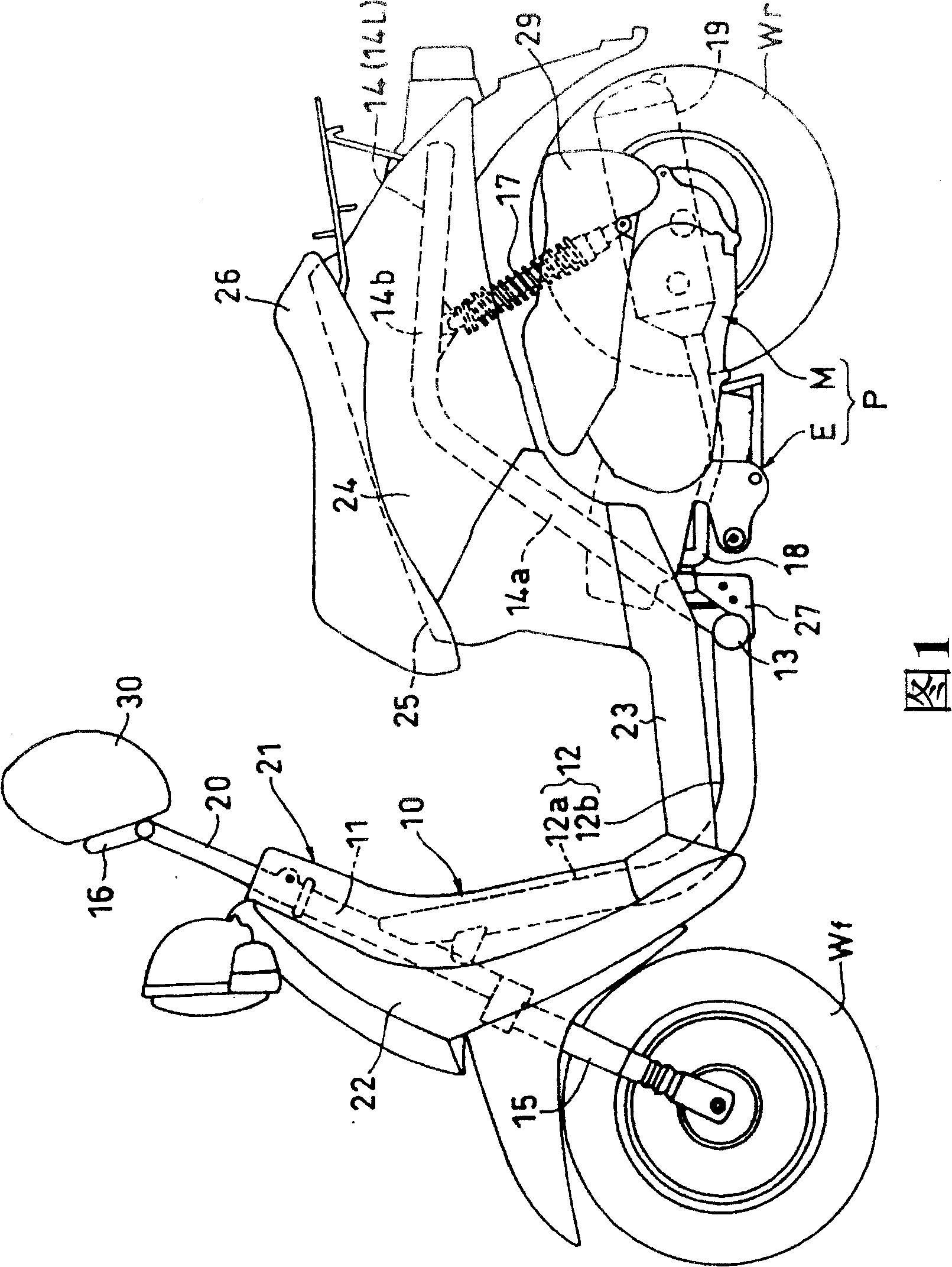 Occupant restraining device for two-wheel vehicle