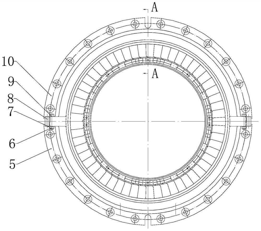 A two-stage vane ring assembly with adaptive thermal expansion for flue gas turbines