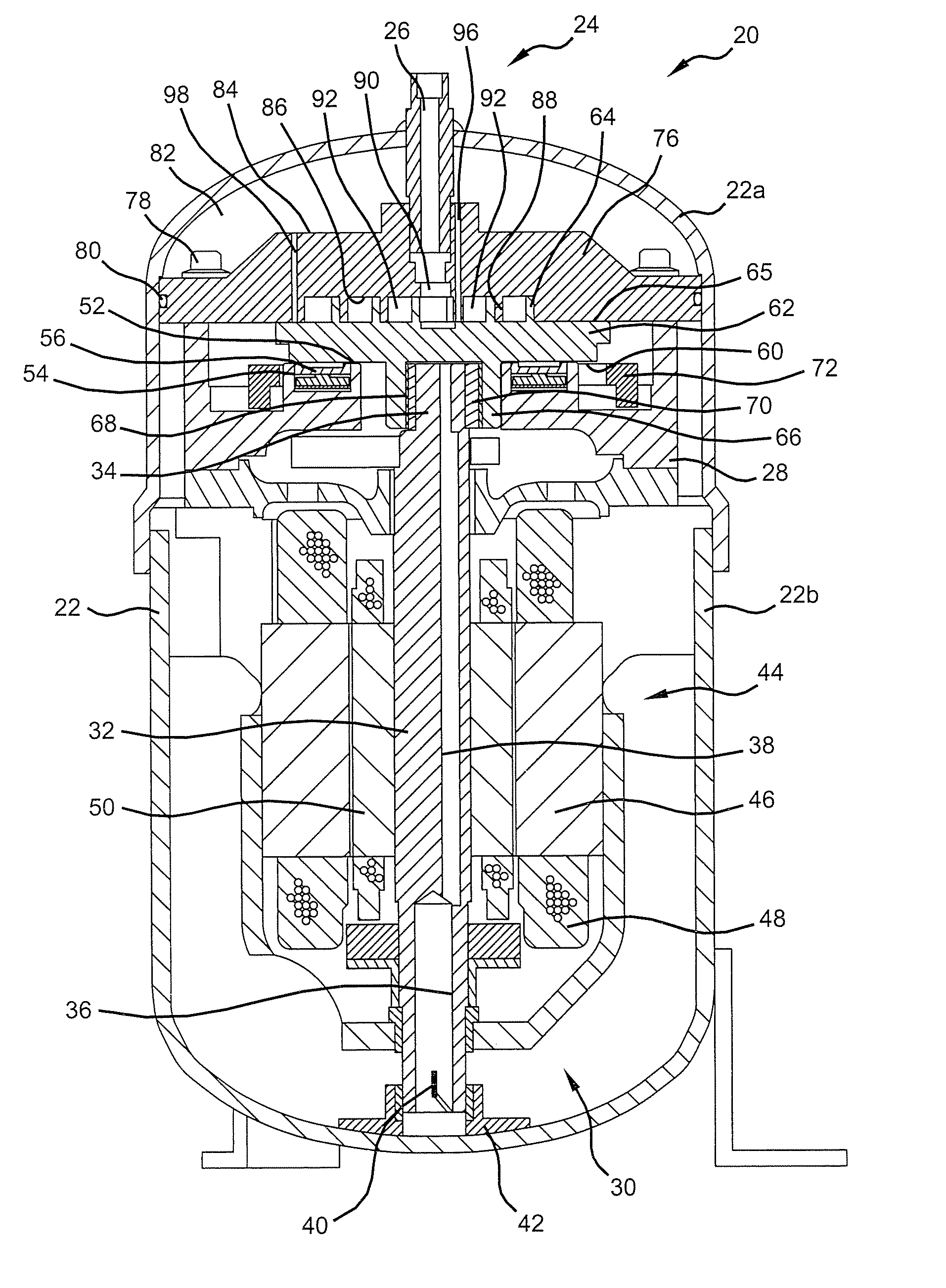 Scroll compressor with scroll deflection compensation