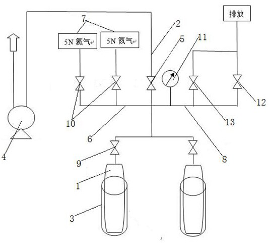 Disilane residual gas cylinder treatment device