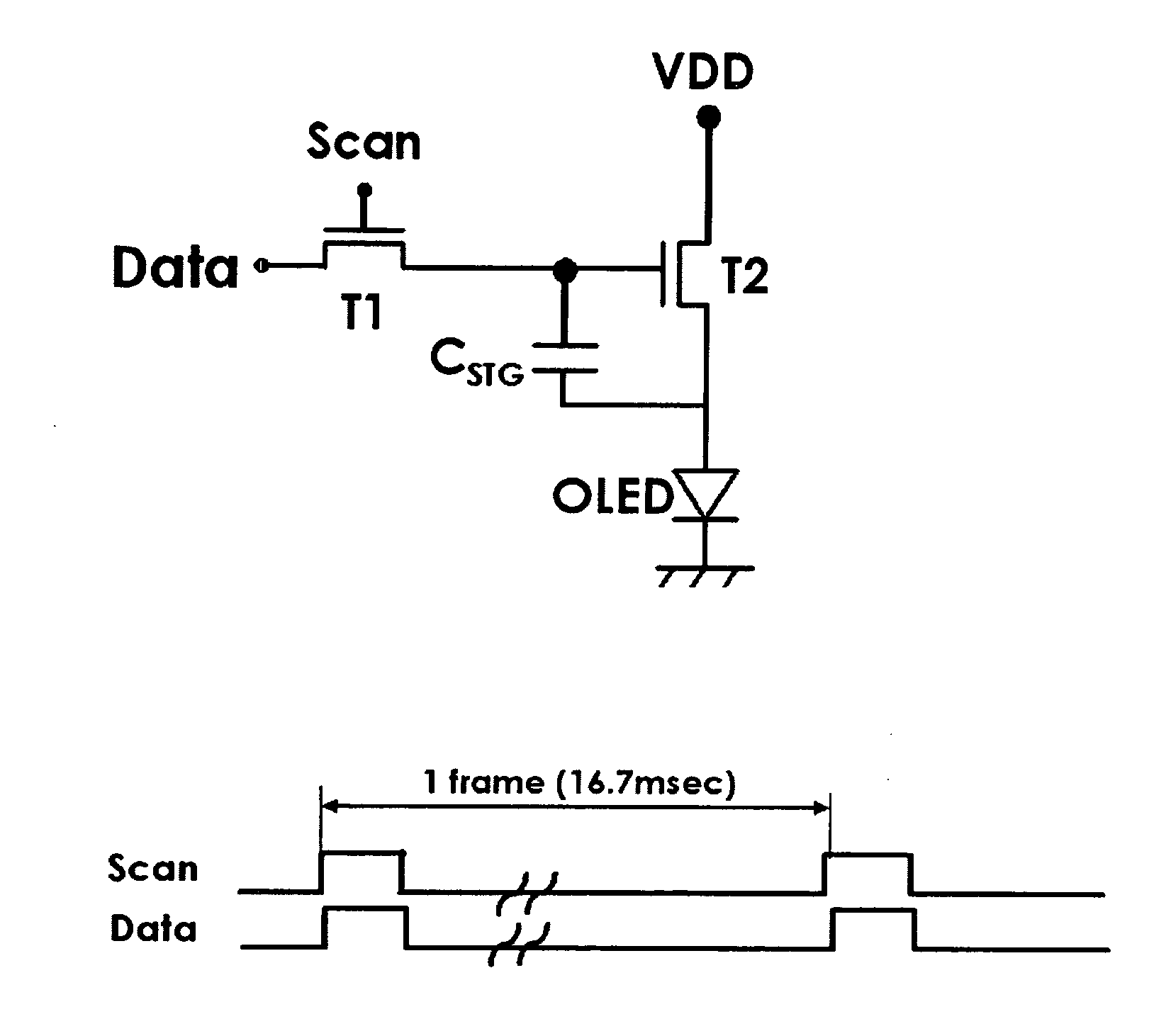 Pixel structure using voltage programming-type for active matrix organic light emitting device