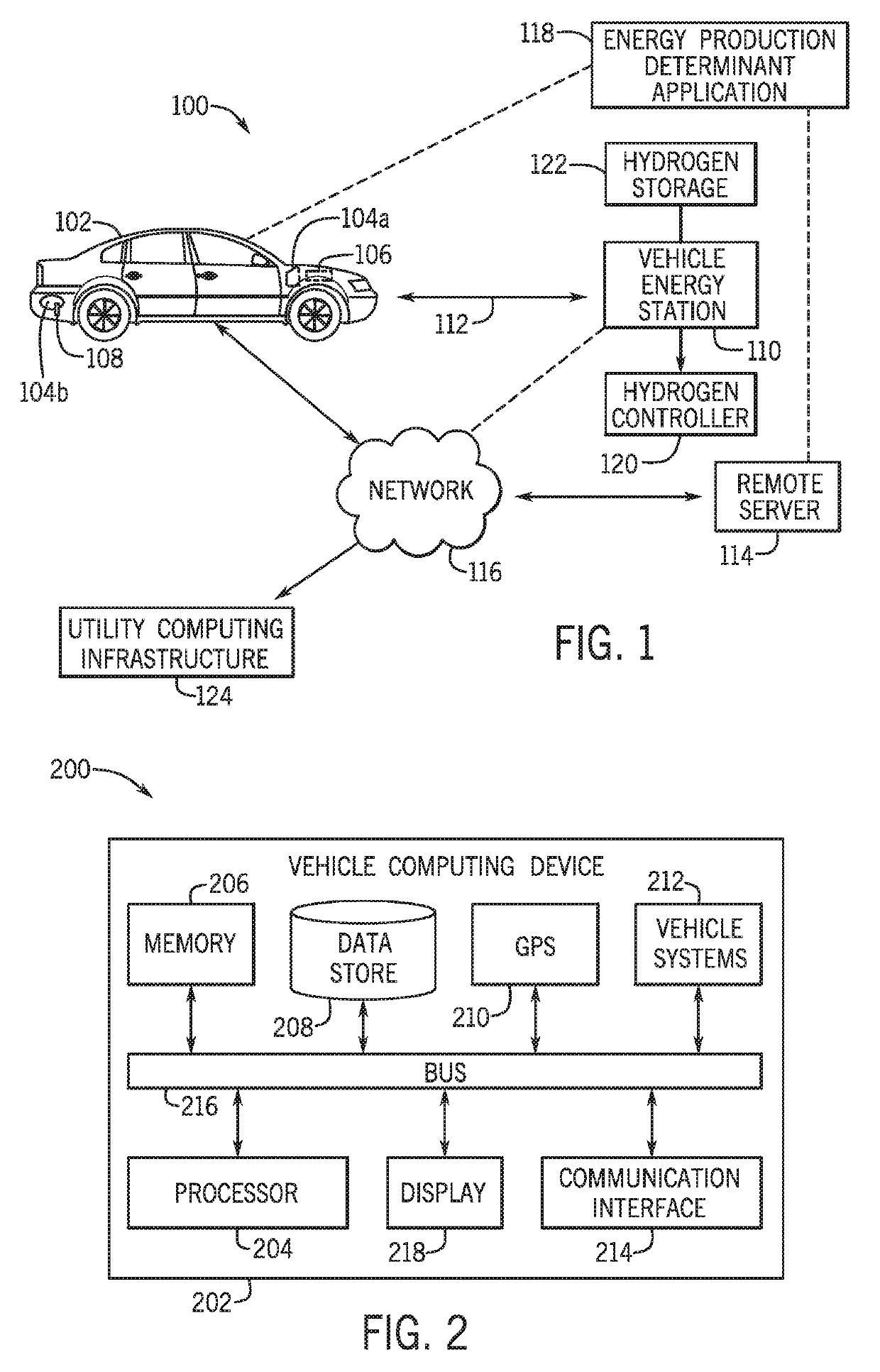 System and method for determining hydrogen production to provide energy to at least one vehicle